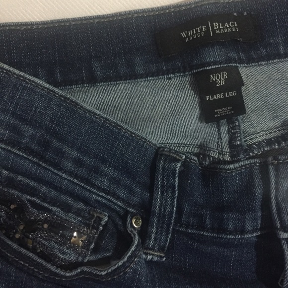 White House Black Market Jeans Noir Flare Sz 2R - Picture 7 of 8